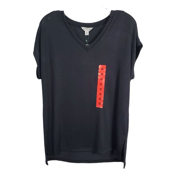 Orvis NWT Size M Top Hi-Lo Tunic Knit Short Sleeve Lightweight Silky Soft Black - Picture 2 of 9